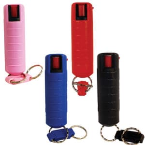 Pepper Shot 1.2% MC 1/2 oz pepper spray hard case belt clip and quick release keychain Various Colors
