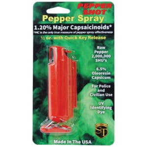 Pepper Shot 1.2% MC 1/2 oz pepper spray hard case belt clip and quick release keychain Red Pepper Shot 1.2% MC 1/2 oz pepper spray hard case belt clip and quick release keychain Red
