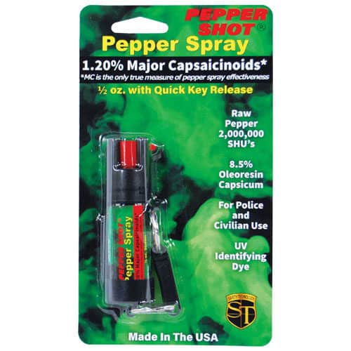 Pepper Shot 1.2% MC 1/2 oz pepper spray belt clip and quick release keychain Pepper Shot 1.2% MC 1/2 oz pepper spray belt clip and quick release keychain
