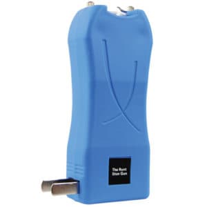 Runt Rechargeable Stun Gun With Flashlight And Wrist Strap Disable Pin Blue with Prongs out Runt Rechargeable Stun Gun With Flashlight And Wrist Strap Disable Pin Blue with Prongs out