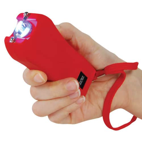 Runt Rechargeable Stun Gun With Flashlight And Wrist Strap Disable Pin Red Hand Held Runt Rechargeable Stun Gun With Flashlight And Wrist Strap Disable Pin Red Hand Held