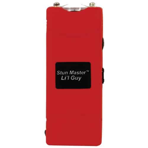 Stun Master Lil Guy 60,000,000 volts Stun Gun W/flashlight and Nylon Holster Red front view Stun Master Lil Guy 60,000,000 volts Stun Gun W/flashlight and Nylon Holster Red front view