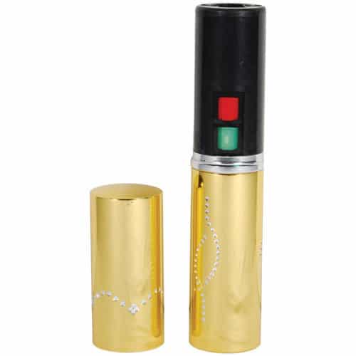 Lipstick Stun Gun with Flashlight, Rechargeable Gold Cap Off view Lipstick Stun Gun with Flashlight, Rechargeable Gold Cap Off view