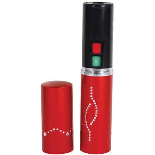 Lipstick Stun Gun with Flashlight, Rechargeable Red Cap Off view Lipstick Stun Gun with Flashlight, Rechargeable Red Cap Off view