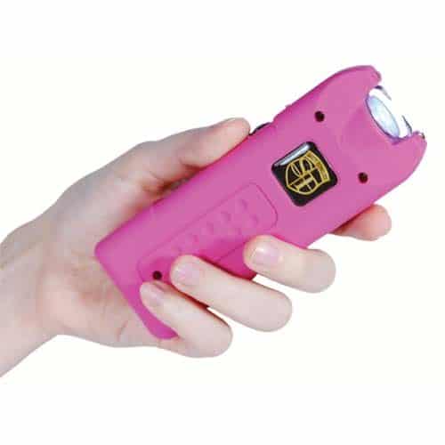 MultiGuard Stun Gun Alarm and Flashlight with Built in Charger Pink Hand Held View MultiGuard Stun Gun Alarm and Flashlight with Built in Charger Pink Hand Held View