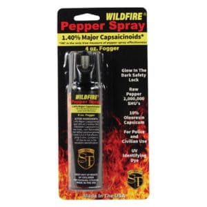 Wildfire 1.4% MC 4 oz pepper spray flip top Package View Wildfire 1.4% MC 4 oz pepper spray flip top Package View