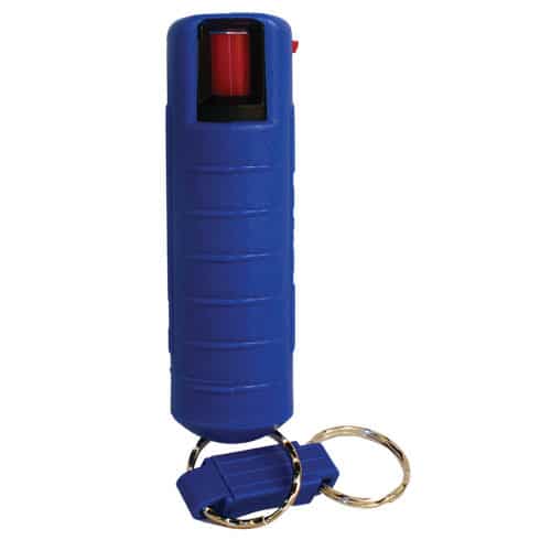 Wildfire 1.4% MC 1/2 oz pepper spray hard case with quick release keychain blue Wildfire 1.4% MC 1/2 oz pepper spray hard case with quick release keychain blue