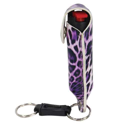 Wildfire 1.4% MC 1/2 oz pepper spray leatherette holster and quick release keychain Leopard Print Wildfire 1.4% MC 1/2 oz pepper spray leatherette holster and quick release keychain Leopard Print